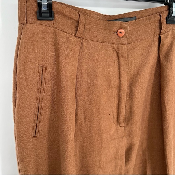 Vintage Linen Brown Gold Hardware Emblem Suit Blazer and Slacks - Picture 6 of 16